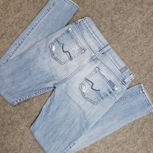 7 For All Mankind Jeans Womens 26 Blue Denim Stretch Distressed The Skinny USA